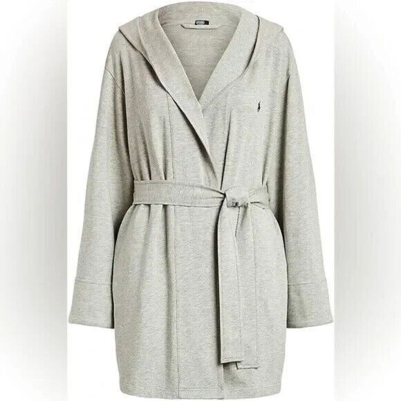 New Women's  Polo Ralph Lauren Hooded Robe in Heather Gray Size Large - Picture 1 of 5
